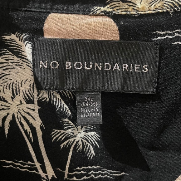 🌟 No Boundaries Black Tropical Palm Tree Hawaiian Shirt 3XL Short Sleeve - Picture 11 of 11